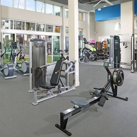 Get energised with a workout in the communal gym – it's open 24 hours a day
