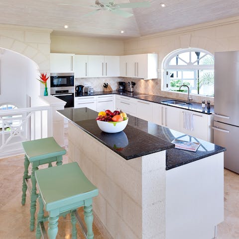 Gather around the kitchen island for wine, nibbles and conversation