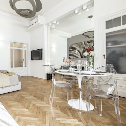 Sit down for a laidback meal in the stylish dining area