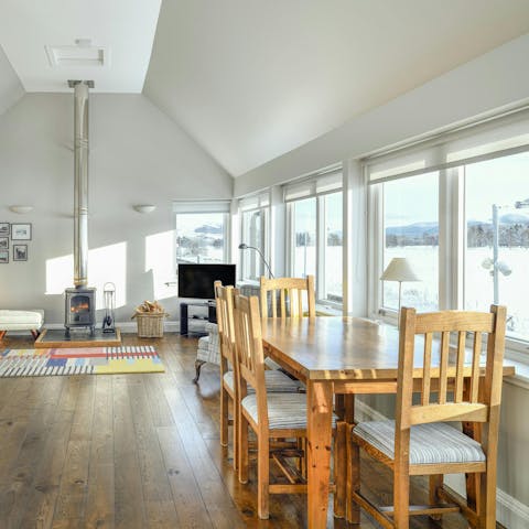 Admire the mountain views from the first-floor living area