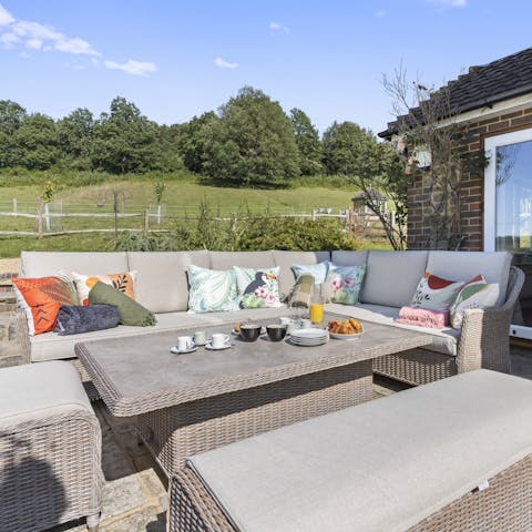 Enjoy countryside views as you sip a cup of tea in the garden