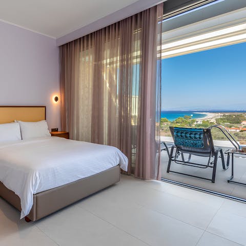 Wake up to stunning views of the Ionian archipelago
