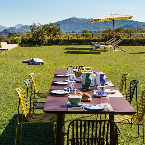 Enjoy some pasta con le sarde at your outdoor dining table