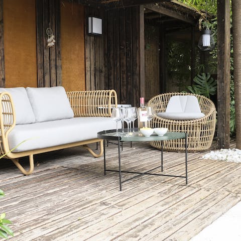 Enjoy drinks on the terrace as the sun sets