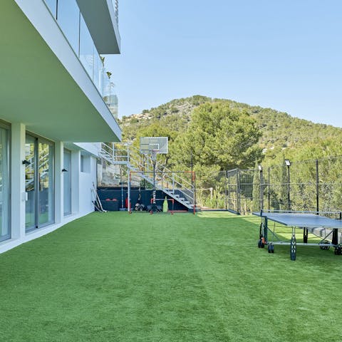 Play a few games of ping-pong or basketball on the terrace