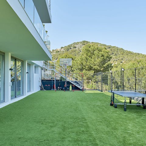 Play a few games of ping-pong or basketball on the terrace