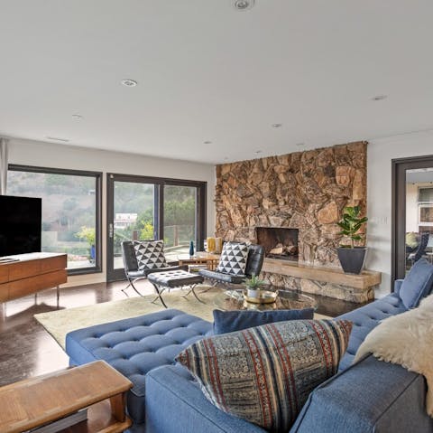 Relax and unwind in the bright, stylish living room