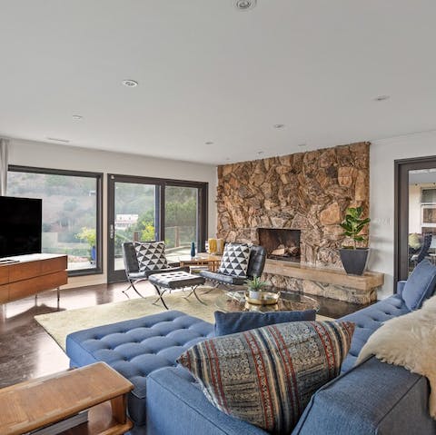 Relax and unwind in the bright, stylish living room