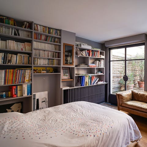 Select something from the big library of books for your bedtime reading