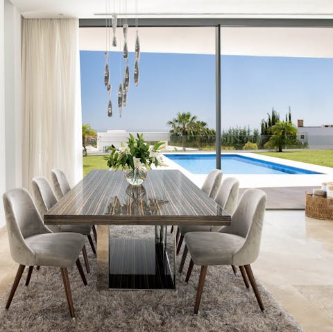 Enjoy a chef-prepared meal overlooking the garden