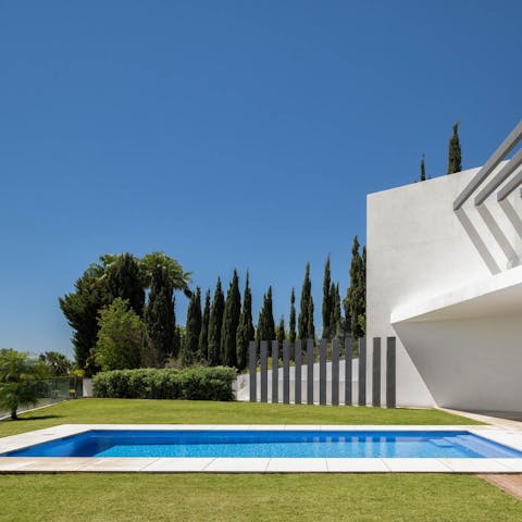 Cool off from the midday sun in the large outdoor pool