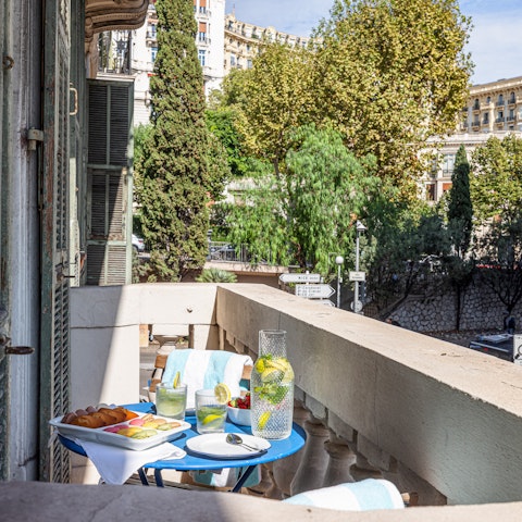 Enjoy morning coffee on the balcony