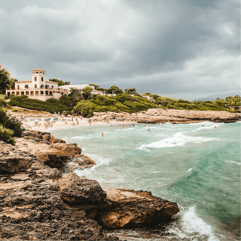 Enjoy a beach day in Alcudia,  just 2 miles away