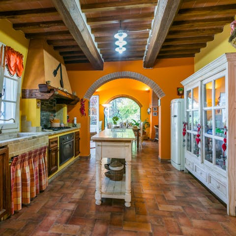 Cook some Italian food in the traditional kitchen