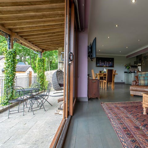 Open up the sliding doors and enjoy views of the Bath skyline