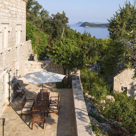 Dine alfresco with sea views from the terrace