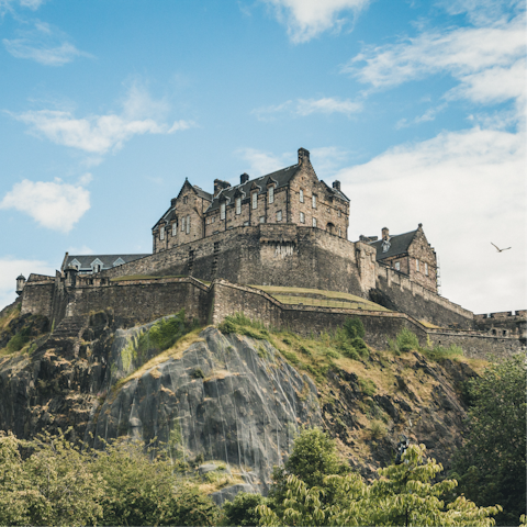 Take in the history of Edinburgh Castle – it's an eight-minute drive