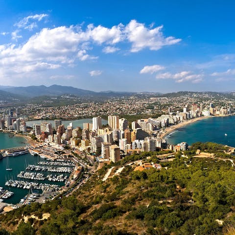 Journey 3.5 kilometres into the centre of Calpe, known for its beaches
