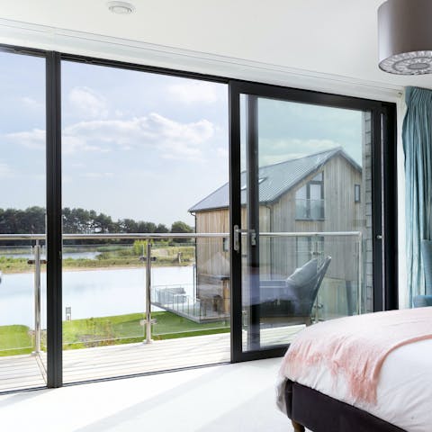 Enjoy lakeside views from the balcony, a romantic spot for sunset-watching