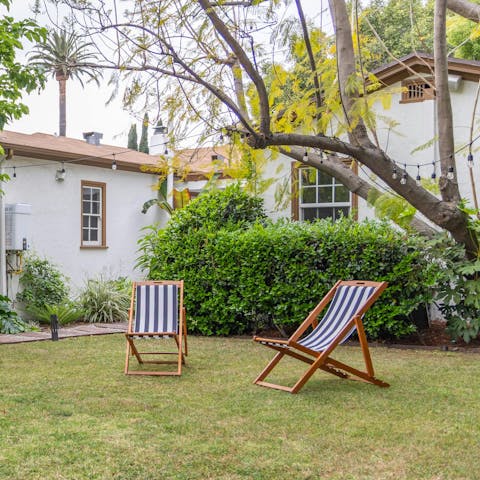Stretch out in the private garden retreat under the California sun