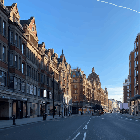 Hit the shops of Knightsbridge, a two-minute walk away