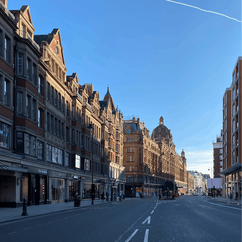 Hit the shops of Knightsbridge, a two-minute walk away