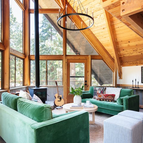 Cosy up round the log burner in the stunning lounge