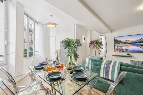 Gather around the dining table to share dinner and drinks after a busy day