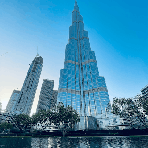 Visit the iconic Burj Khalifa and admire the light show, it's a short drive away