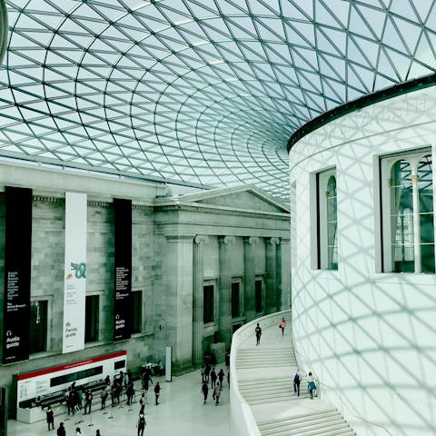 Walk fifteen minutes to the British Museum to take in the latest exhibits