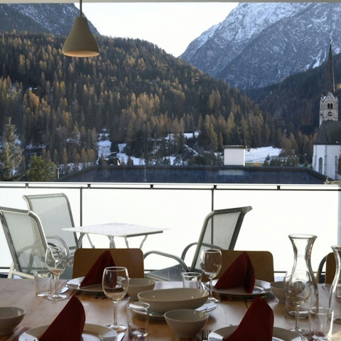Dine with sweeping mountain views on the terrace