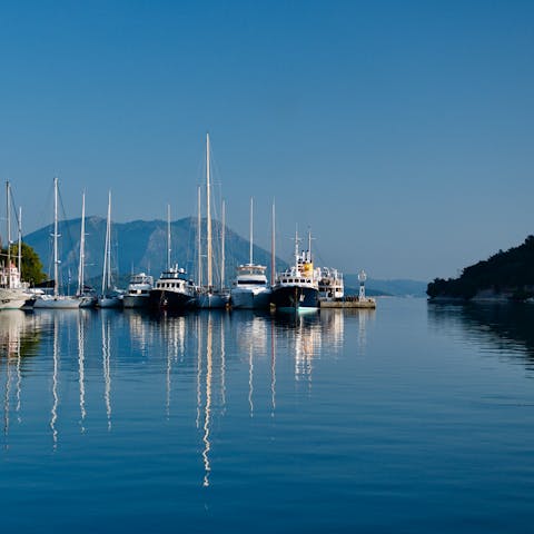 Take a boat trip around the island from Spartochori Port – it's a short drive