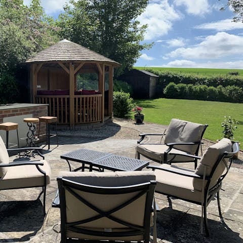 Take your morning coffee or tea into the peaceful garden