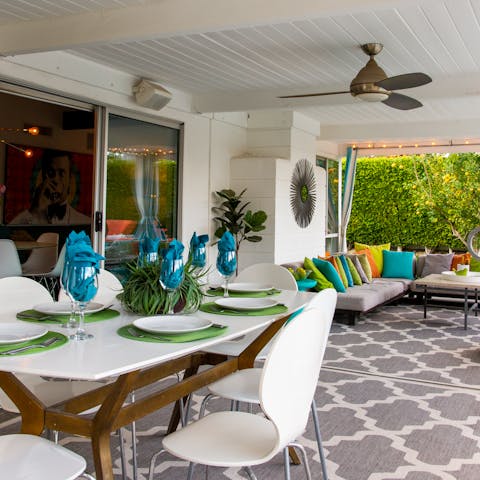 Dine alfresco on the terrace to refuel after a day on the trails