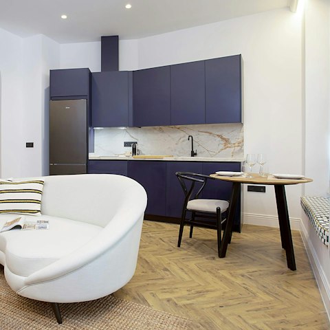 Prepare meals or snacks in the convenient kitchen