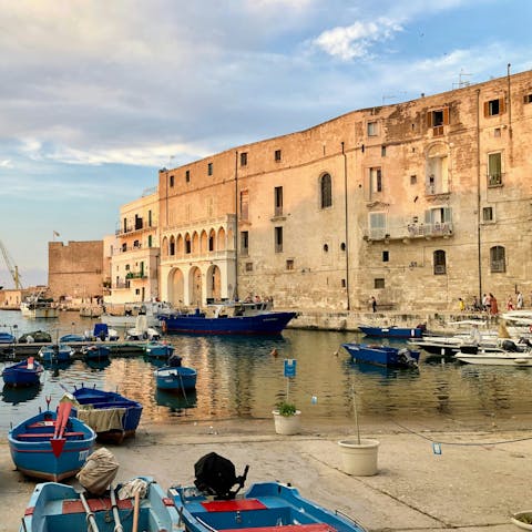 Explore the old town of Monopoli, a fifteen minute drive away