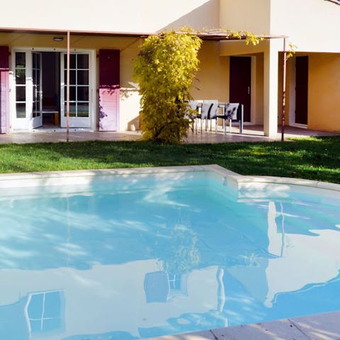 Cool off in the home's private pool