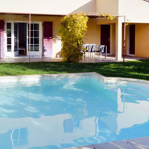 Cool off in the home's private pool