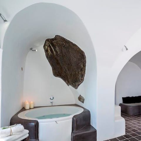 Get cosy in the indoor hot tub after the sun goes down