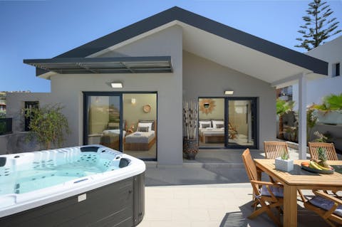 Relax in the soothing bubbles of the hot tub