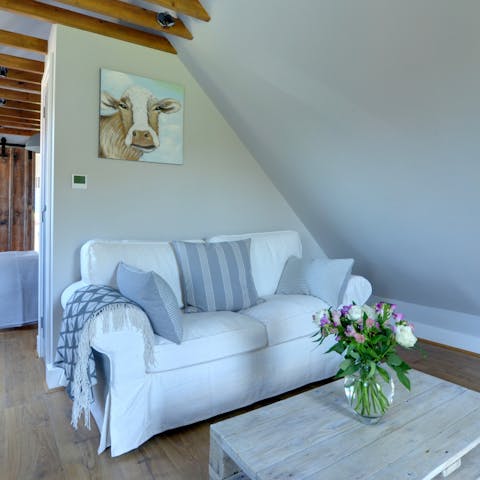 Kick back on the sofa after a day of taking in the countryside air