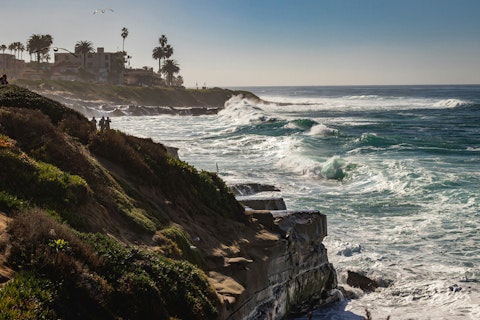 Visit La Jolla Shores Beach, a five-minute drive away