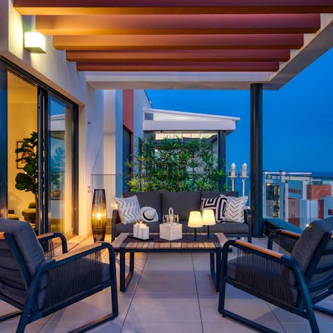Gather on the balcony for tapas and sundowners