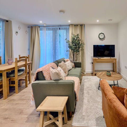 Dine or unwind in the open-plan living area