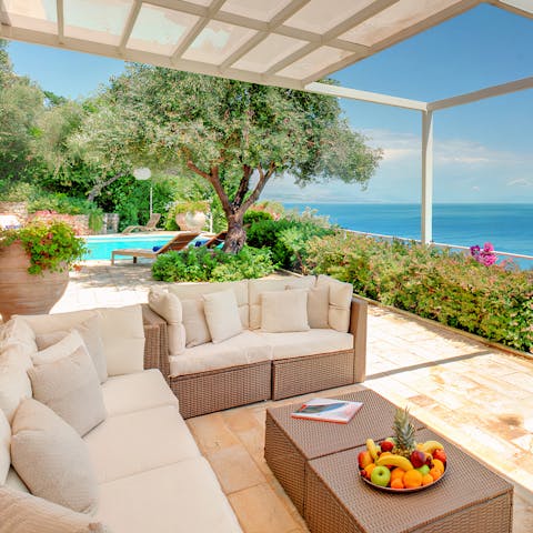 Settle on the shaded terrace with a glass of wine and a good book