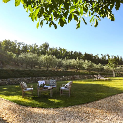 Sip a glass of Chianti as you relax in the peaceful garden