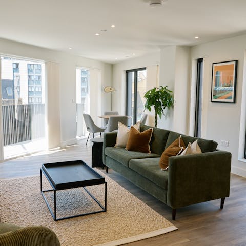 Relax in the living area after a long day in the city