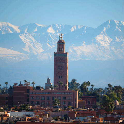 Travel into the city to visit the impressive Koutoubia Mosque