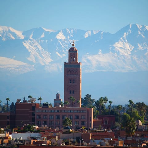 Travel into the city to visit the impressive Koutoubia Mosque