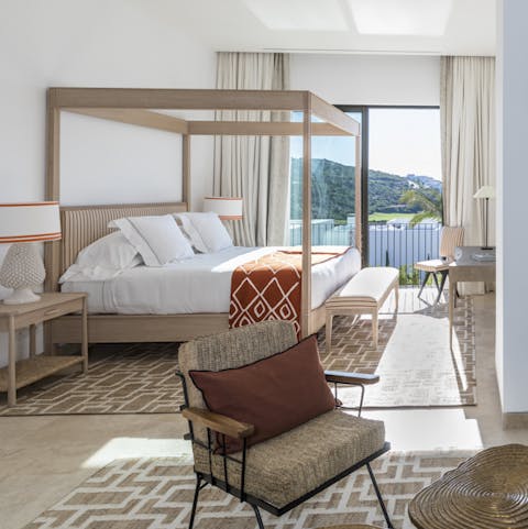 A modern take on four-poster beds